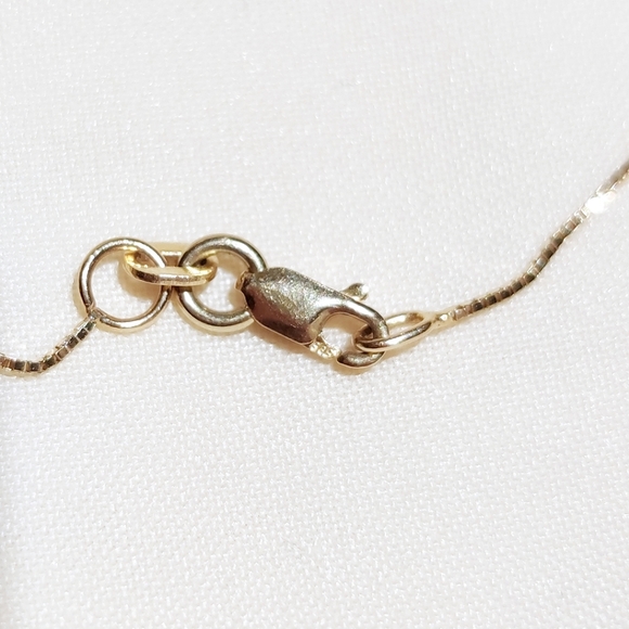 Solid 14k open heart pendant with tiny crystal necklace - Picture 10 of 11